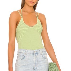Hartley Compact Rib Double Halter Top in Pear